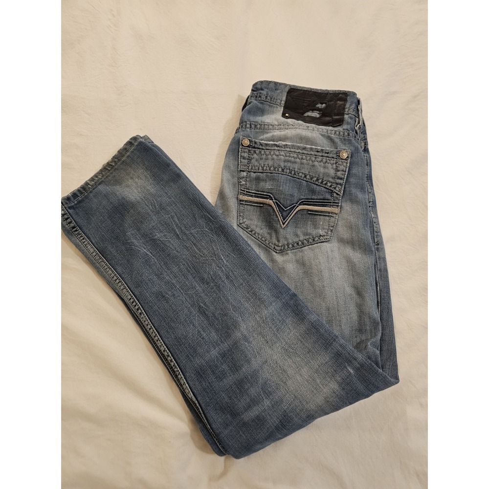 Buffalo David Bitton Six Slim‎ Straight Jeans Men's 30x32 Blue Distressed